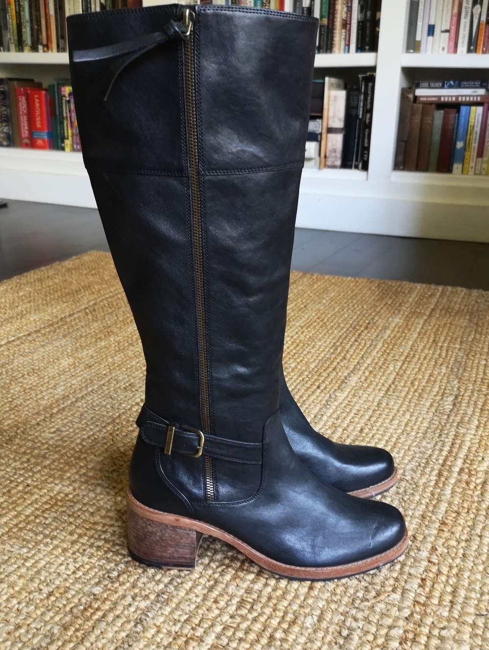 Clarks tall black leather heeled boots